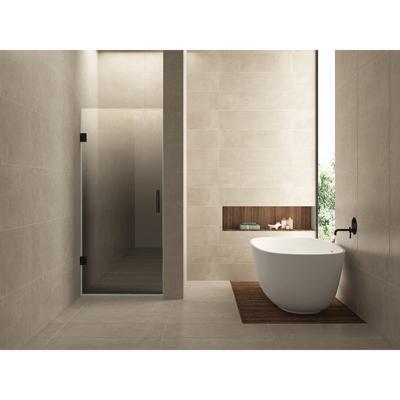 Wiesbaden Less Nisdeur Links - 900x2000x8mm - Nano - Spiegelrook naar Helder Glas - Mat Zwart