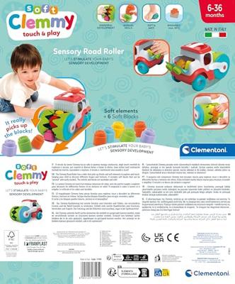 Clementoni baby soft clemmy stoomwals voertuig met blokken, 9dlg.