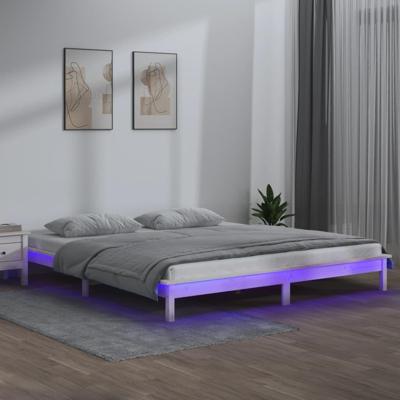 Bedframe LED massief hout wit 160x200 cm Bedframe LED massief hout wit 160x200 cm