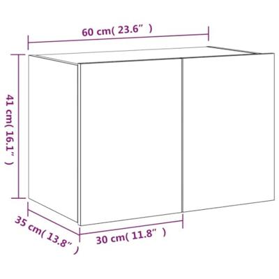 Tv-wandmeubel met LED-verlichting 60x35x41 cm betongrijs