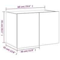 Tv-wandmeubel met LED-verlichting 60x35x41 cm betongrijs - thumbnail