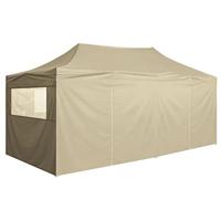 Partytent met 4 zijwanden inklapbaar 3x6 m staal crme - thumbnail