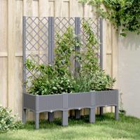 VidaXL Plantenbak met latwerk 120x40x142 cm polypropeen blauwgrijs - thumbnail