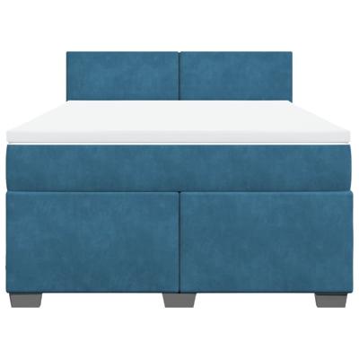 Boxspring met matras fluweel blauw 140x200 cm - thumbnail