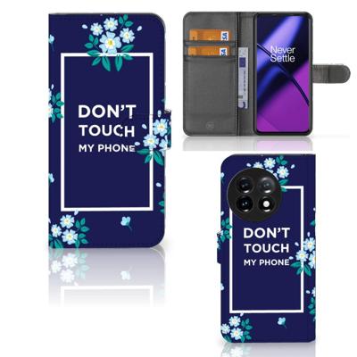 OnePlus 11 Portemonnee Hoesje Flowers Blue DTMP OnePlus 11 Portemonnee Hoesje Flowers Blue DTMP
