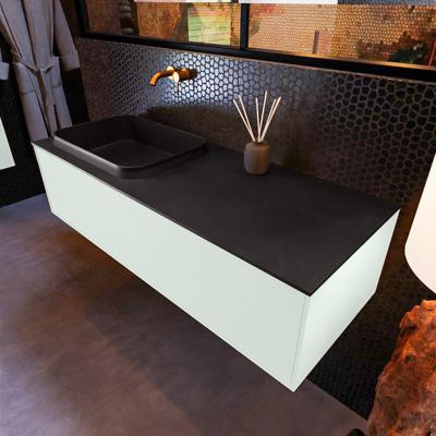 Badkamermeubelset Mondiaz Erin 120 cm met 1 Lade met RIDGE Wastafel Links Urban Zonder Kraangaten Greeploos Mat Greey