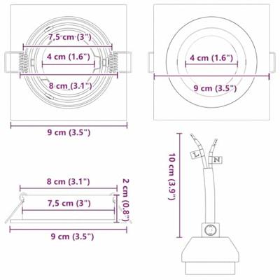 VidaXL Spotje 24 pcs zilver 9 x 9 x 2 cm aluminium