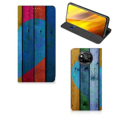Xiaomi Poco X3 Pro | Poco X3 Book | Wallet Case | Wood Heart - Cadeau voor je Vriend Xiaomi Poco X3 Pro | Poco X3 Book | Wallet Case | Wood Heart - Cadeau voor je Vriend