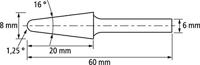 PFERD TOOLS 21001025 Freesstift Hardmetaal Bol Lengte 60 mm Afmeting, Ø 8 mm Werklengte 20 mm Schachtdiameter 6 mm 1 stuks - thumbnail