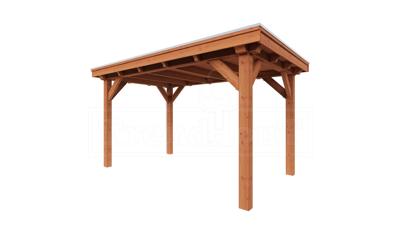 Trendhout Overkapping Siena 415x300 cm- Plat dak- Onbehandeld lariks Douglas hout- Trendhout
