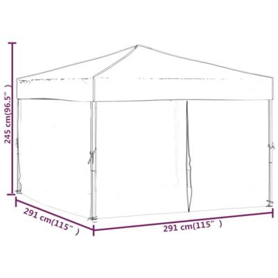 Partytent inklapbaar met zijwanden 3x3 m rood - thumbnail