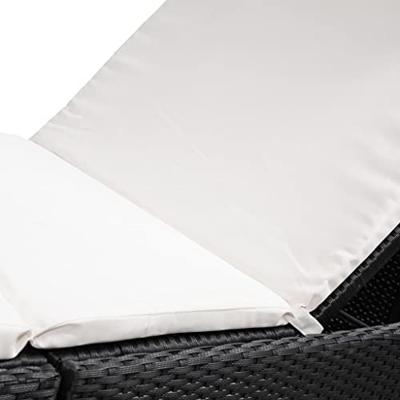 Ligbed met kussen poly rattan zwart