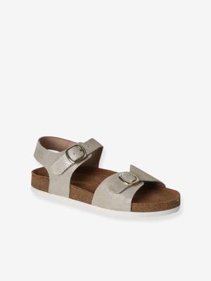 Leren sandalen voor kinderen met dubbele gespen goud Leren sandalen voor kinderen met dubbele gespen goud