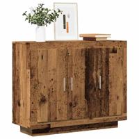 Dressoir 92x35x75 cm bewerkt hout oud houtkleurig - thumbnail