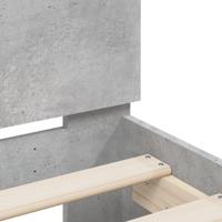 Bedframe met hoofdbord bewerkt hout betongrijs 75x190 cm - thumbnail