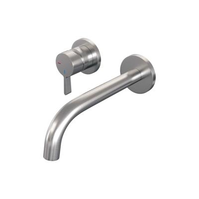 Brauer Brushed Edition Inbouw Wastafelmengkraan met Gebogen Uitloop en Rozetten Model E2 RVS Geborsteld PVD