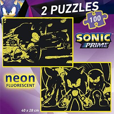 Set van 2 Puzzels Educa Neon Sonic 100 Onderdelen