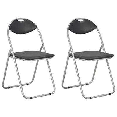 VidaXL Opklapbare stoelen, 2 stuks, zwart kunstleer