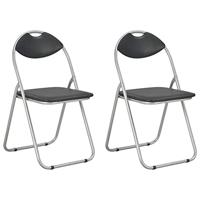 VidaXL Opklapbare stoelen, 2 stuks, zwart kunstleer - thumbnail
