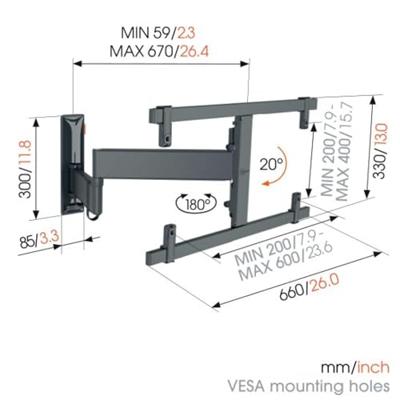 Vogels TVM 3665 Draaibare OLED tv-beugel TV beugel Zwart - thumbnail