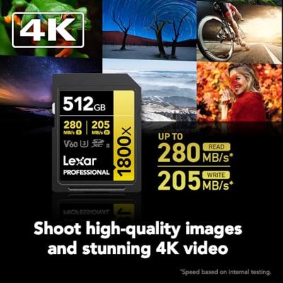 Lexar SDXC Professional 512GB BL 1800x UHS-II V60 gold