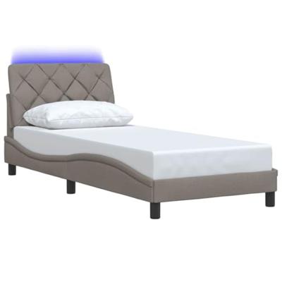 Bedframe met LED zonder matras 90x190 cm stof taupe