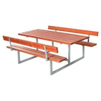 Picknicktafel Hout en Staal Basic Teak 2 Rugleuningen - thumbnail