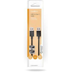 Nedis USB-Kabel | USB 3.2 Gen 1 | USB-A Male | USB-A Male | 5 Gbps | Vernikkeld | 1.00 m | Rond | PVC | Zwart | Doos - CCGB61000BK10