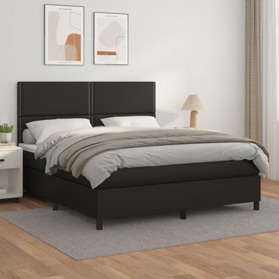 Boxspring met matras kunstleer zwart 180x200 cm