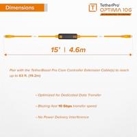 Tether Tools TetherPro Optima 10G USB-C, 15&apos; (4.6m), straight orange - thumbnail