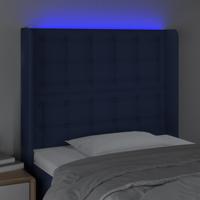 Hoofdbord LED 83x16x118/128 cm stof blauw - thumbnail