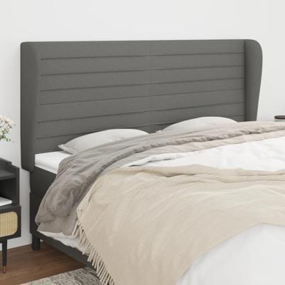 Hoofdbord met randen 163x23x118/128 cm stof donkergrijs