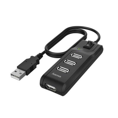 Hama USB 2.0-hub 4 poorten Zwart