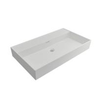 Wastafel Hangend Plieger Kansas 80x45cm Keramiek met Overloop Mat Wit Zonder Kraangat - thumbnail
