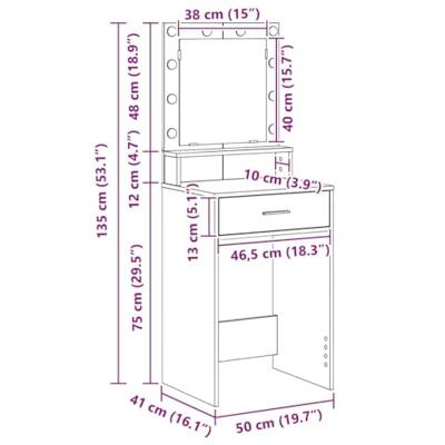 Kaptafel artisanaal eikenkleurig 50 x 41 x 135 cm Bewerkt hout - thumbnail