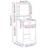Kaptafel artisanaal eikenkleurig 50 x 41 x 135 cm Bewerkt hout - thumbnail