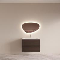 Badmeubelset BWS Riga met Asia Wastafel Wit 80 cm Bruin Eiken - thumbnail