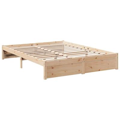 Bed met boekenkast zonder matras massief grenenhout 140x200 cm - thumbnail