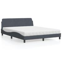 Bed met matras "Dover" fluweel donkergrijs 160x200 cm - thumbnail
