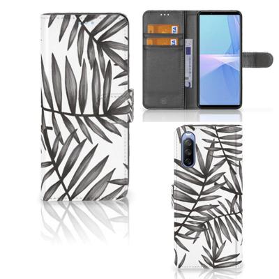 Sony Xperia 10 III Hoesje Leaves Grey Sony Xperia 10 III Hoesje Leaves Grey