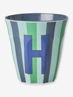 Gestreepte melamine mok LETTER H rice, medium 250 ml meerkleurig - thumbnail