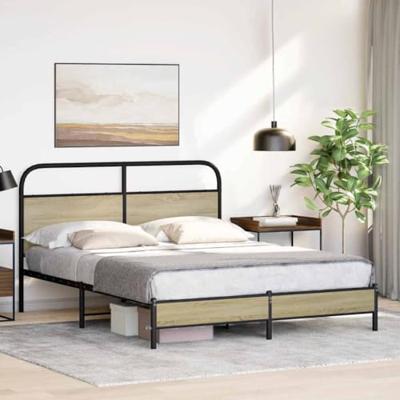 Bedframe zonder matras bewerkt hout sonoma eikenkleur 160x200cm