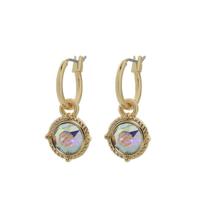 Biba Hang Oorbellen Goud met Swarovski Steentje Crystal AB - thumbnail