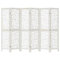 Kamerscherm met 6 panelen massief paulowniahout wit - thumbnail