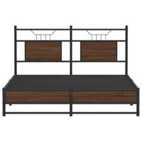 Bedframe zonder matras bewerkt hout bruin eikenkleur 137x190 cm - thumbnail