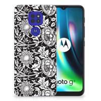 Motorola Moto G9 Play | E7 Plus | TPU Case | Black Flowers - thumbnail