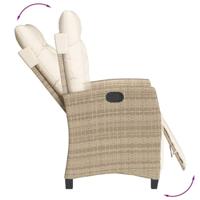Tuinstoelen 2 st verstelbaar met voetensteun poly rattan beige - thumbnail