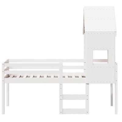 Hoogslaper met dak massief grenenhout wit 80x200 cm