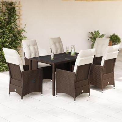 7-delige Tuinset met kussens poly rattan bruin 7-delige Tuinset met kussens poly rattan bruin