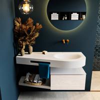 MONDIAZ RIVA 120cm badmeubel onderkast / planchet kleur Underlayment met 1 lade. Wastafel DULCET rechts 0 kraangaten kleur Talc. - thumbnail